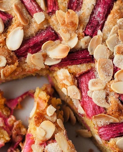 Rhubarb and almond cake
