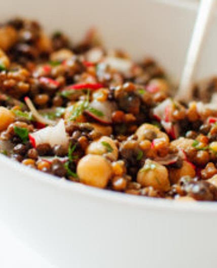 Lemony Lentil and Chickpea Salad with Radish and Herbs