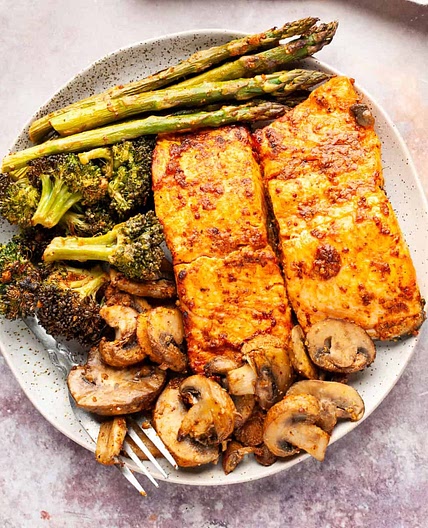 Air Fryer Salmon and Vegetables
