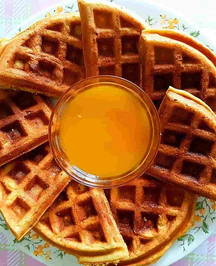Vegan Whole Wheat Mango Waffles