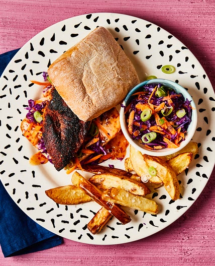 Cajun-Style Chicken Burger With Red Cabbage Slaw