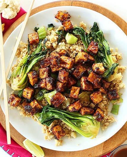 Crispy Peanut Tofu & Cauliflower Rice Stir-Fry