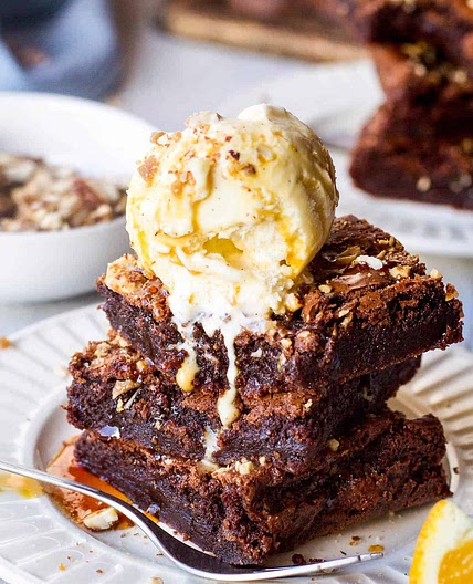 Terry's Orange Brownies with Almond Crunch