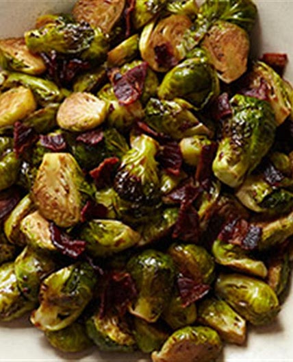 Glazed Brussels Sprouts with Bison Bacon