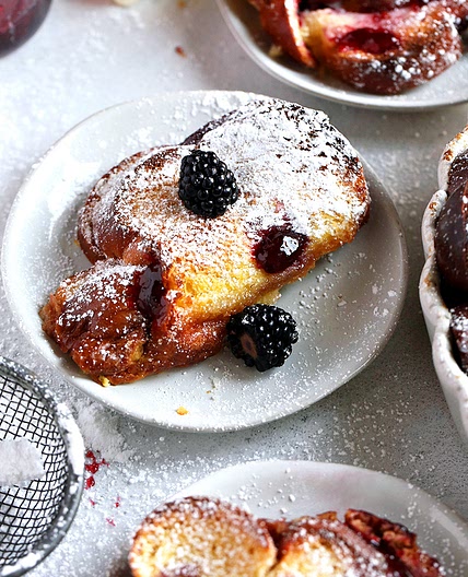 Baked Blackberry Mascarpone French Toast