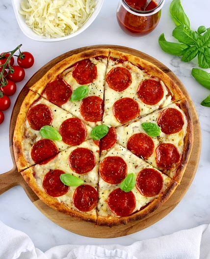Keto Fathead Pepperoni Pizza