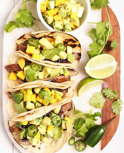 Mushroom Tacos with Mango Avocado Salsa