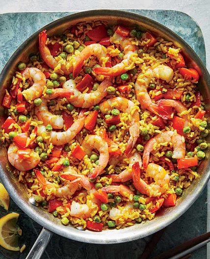 Skillet Shrimp with Rice & Peas