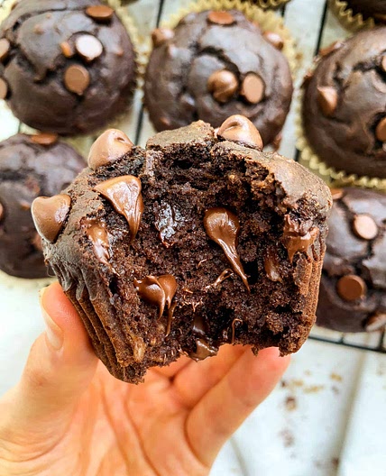 Healthy Peanut Butter Chocolate Banana Muffins