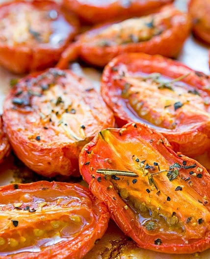 Slow Roasted Tomatoes with Garlic and Herbs
