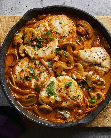 One-Skillet Chicken Paprikash with Mushrooms & Onions