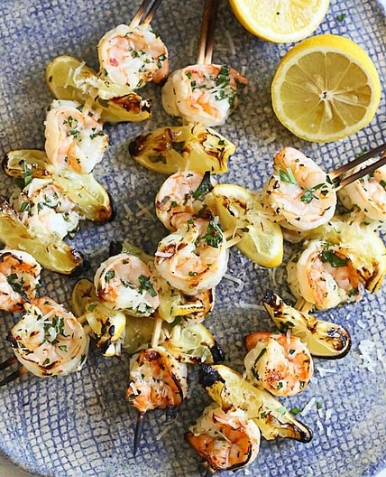 Grilled Shrimp Scampi Skewers
