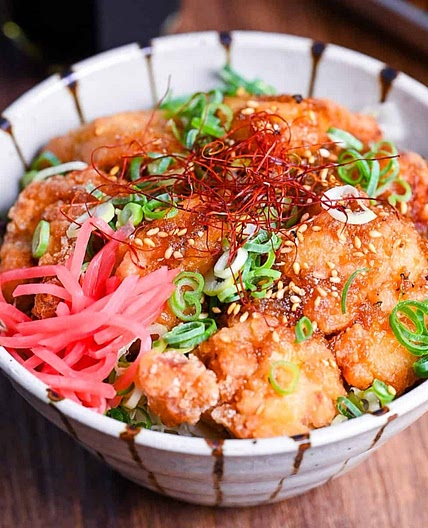 Crispy Karaage Don (Japanese Fried Chicken Rice Bowl)