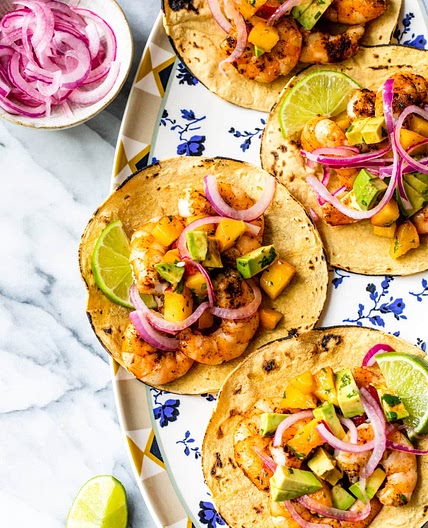 Grilled Shrimp Tacos with Peach Salsa
