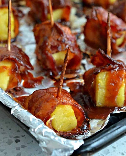Bacon Wrapped Pineapple Bites