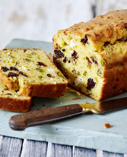 Cheese, pistachio and prune cake