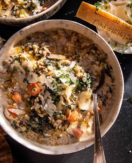 Cozy Wild Rice and Orzo Chicken Soup