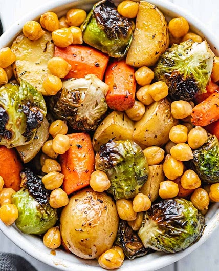 Balsamic-Maple Roasted Veggies & Chickpeas