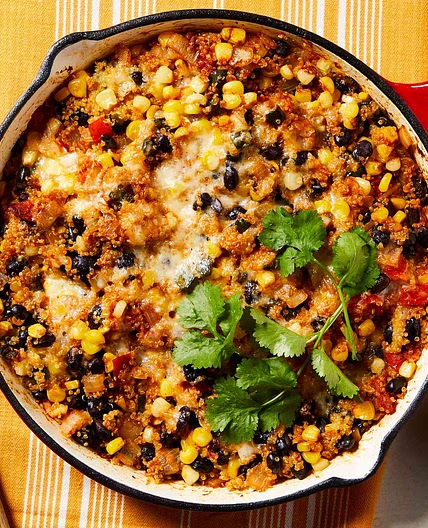 Cheesy Black Bean & Quinoa Skillet Casserole