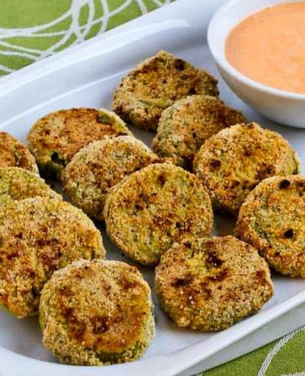 Oven-Fried Green Tomatoes (with Sriracha-Ranch Dipping Sauce)