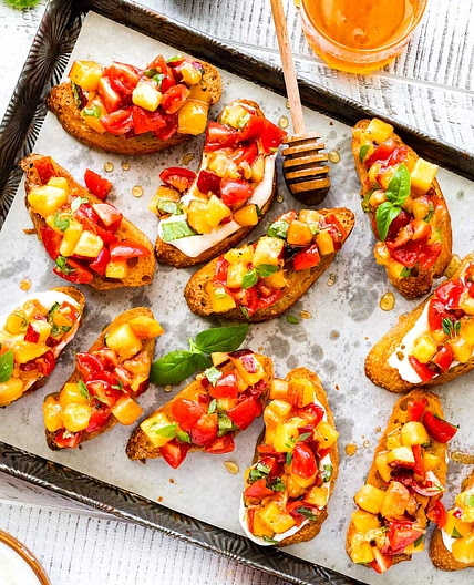 Peach Tomato Bruschetta