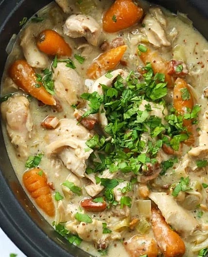 Slow Cooker Chicken Casserole {with Crispy Bacon}