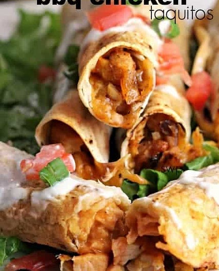 Oven Baked BBQ Chicken Taquitos