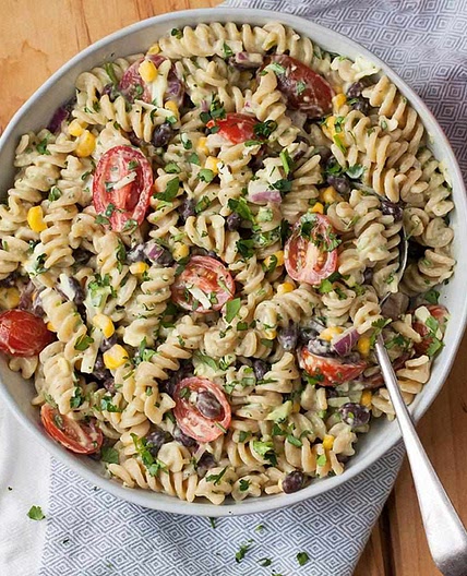 Pasta Salad with Black Beans & Avocado Dressing