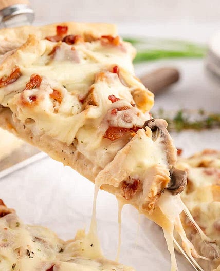 Chicken Bacon Alfredo Pizza