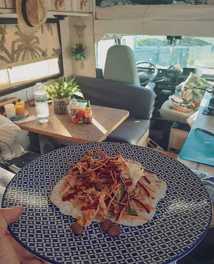 Mexican pulled chicken tortilla wrap