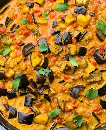 Roasted Eggplant Curry with Chickpeas