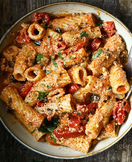 Eggplant and Sun-Dried Tomato Ricotta Pasta