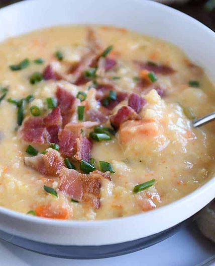 Loaded Cheesy Cauliflower Soup