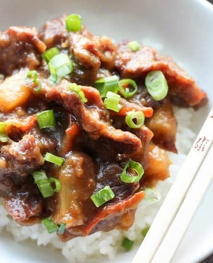 Slow Cooker Mongolian Beef & Pineapple