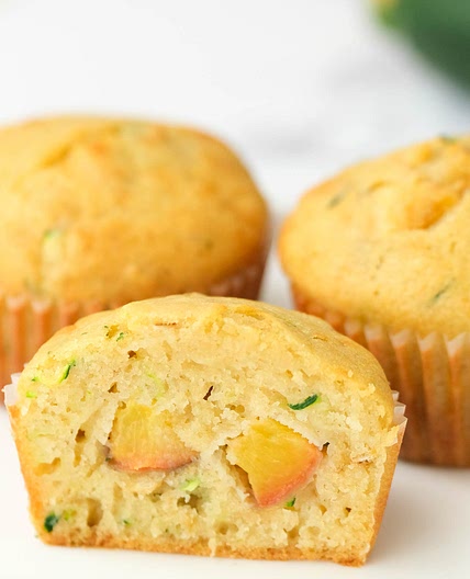 Peach Zucchini Oatmeal Muffins