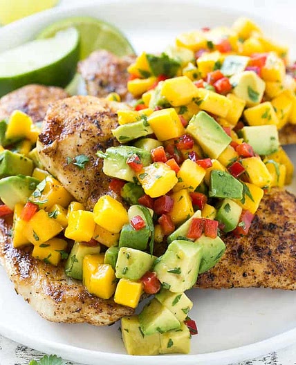 Grilled Chicken with Mango Avocado Salsa