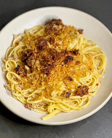 Lemon Pasta with Sardines and Breadcrumbs