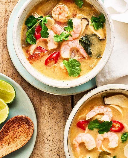 Tom yum soup with prawns