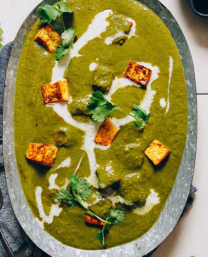 Vegan Palak Paneer with Curried Tofu