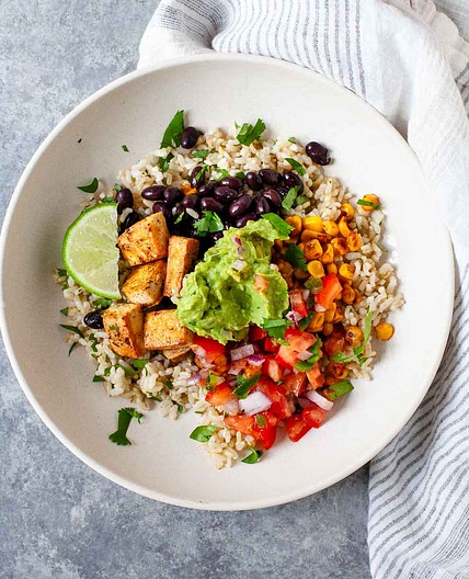 Chipotle-Inspired Vegan Burrito Bowl with Tofu
