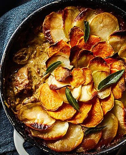 Slow-cooked pork, cider & sage hotpot
