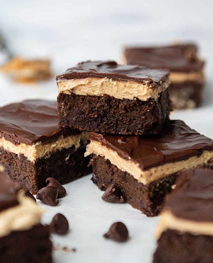 Zucchini Brownies with Peanut Butter Frosting