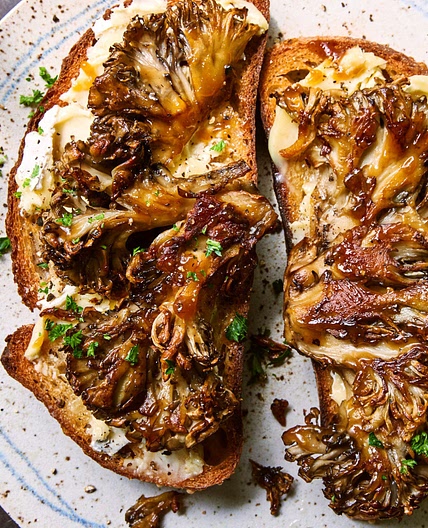 Cheese Toasts With Mushrooms, Miso & Honey