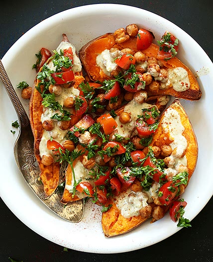 Mediterranean Baked Sweet Potatoes