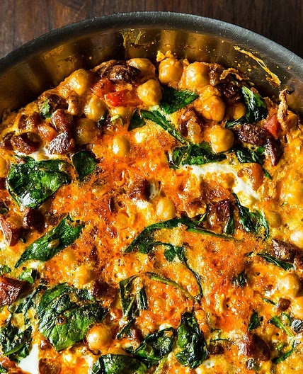 Chickpea, Spinach, and Chorizo Frittata