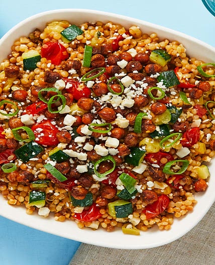 Chickpea-Powered Mediterranean Couscous with Zucchini & Grape Tomatoes