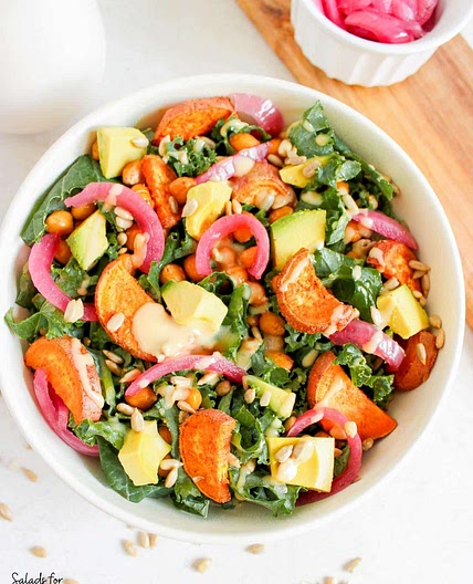 Vegan Fall Salad with Creamy Mustard Tahini Dressing Recipe