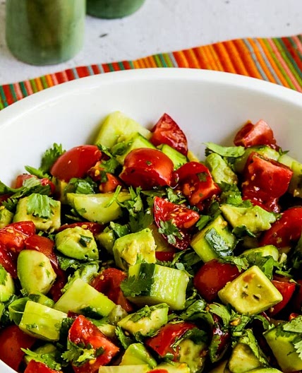 Tomato Salad with Cucumbers, Avocado, and Cilantro