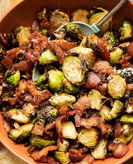 Air Fryer Crispy Brussels Sprouts & Bacon
