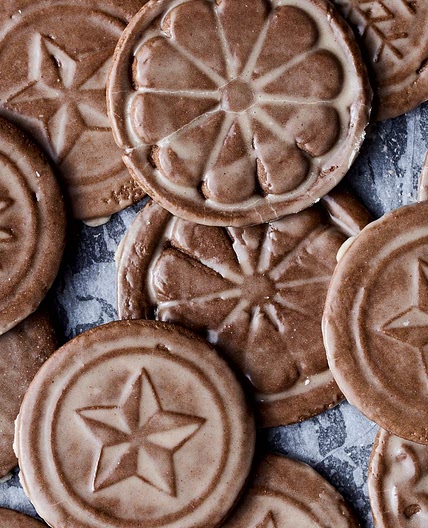 Soft Gingerbread Tile Cookies with Rum Butter Glaze